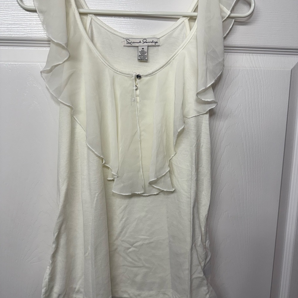 French Laundry Cream Ruffled Blouse